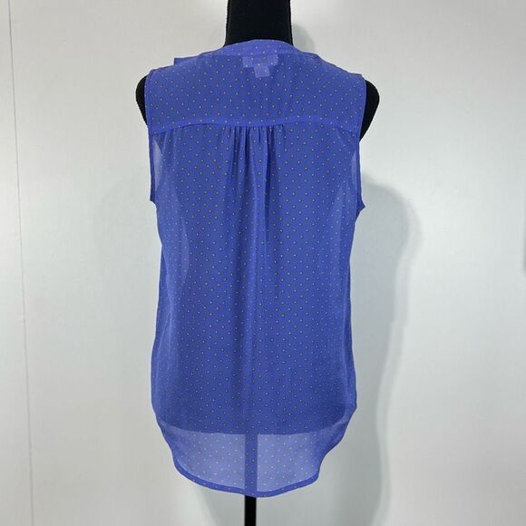 Ann Taylor Loft Periwinkle Ruffle Sleeveless Blouse Size S Women’s Stars - Picture 4 of 10